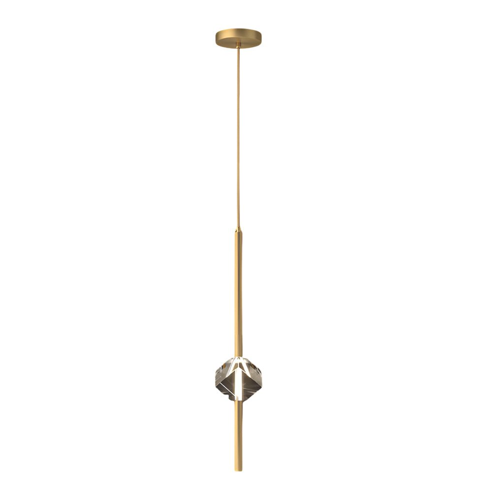 Modern Copper Crystal Pendant Light - 1-Light LED with 3-Step Dimming