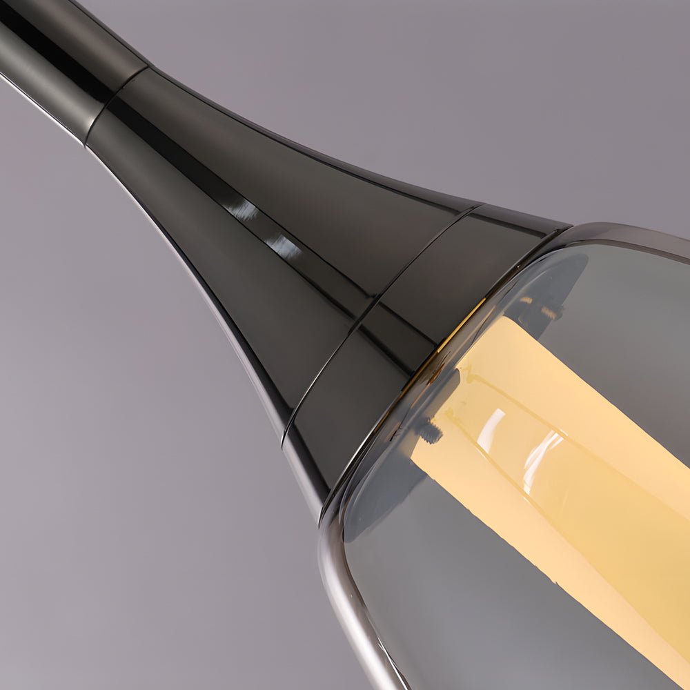 Modern LED Teardrop Pendant Light - Amber/Smoke Gray Glass