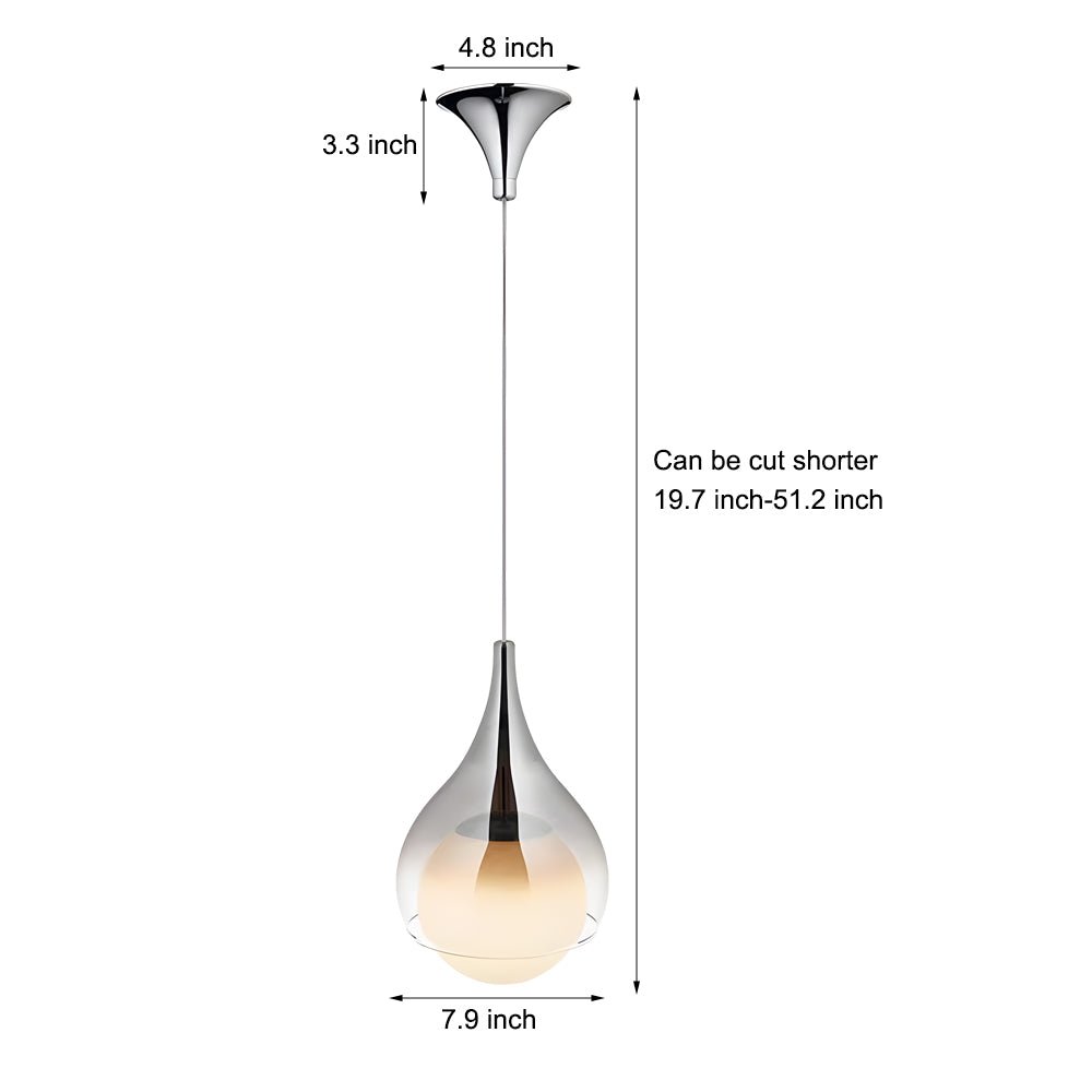 Modern Teardrop Glass Pendant Light, Adjustable Height, 1-Light Fixture, Contemporary Lighting, Home Decor, Dining Room, Kitchen Island, Bedroom, Unique Design, Elegant Illumination