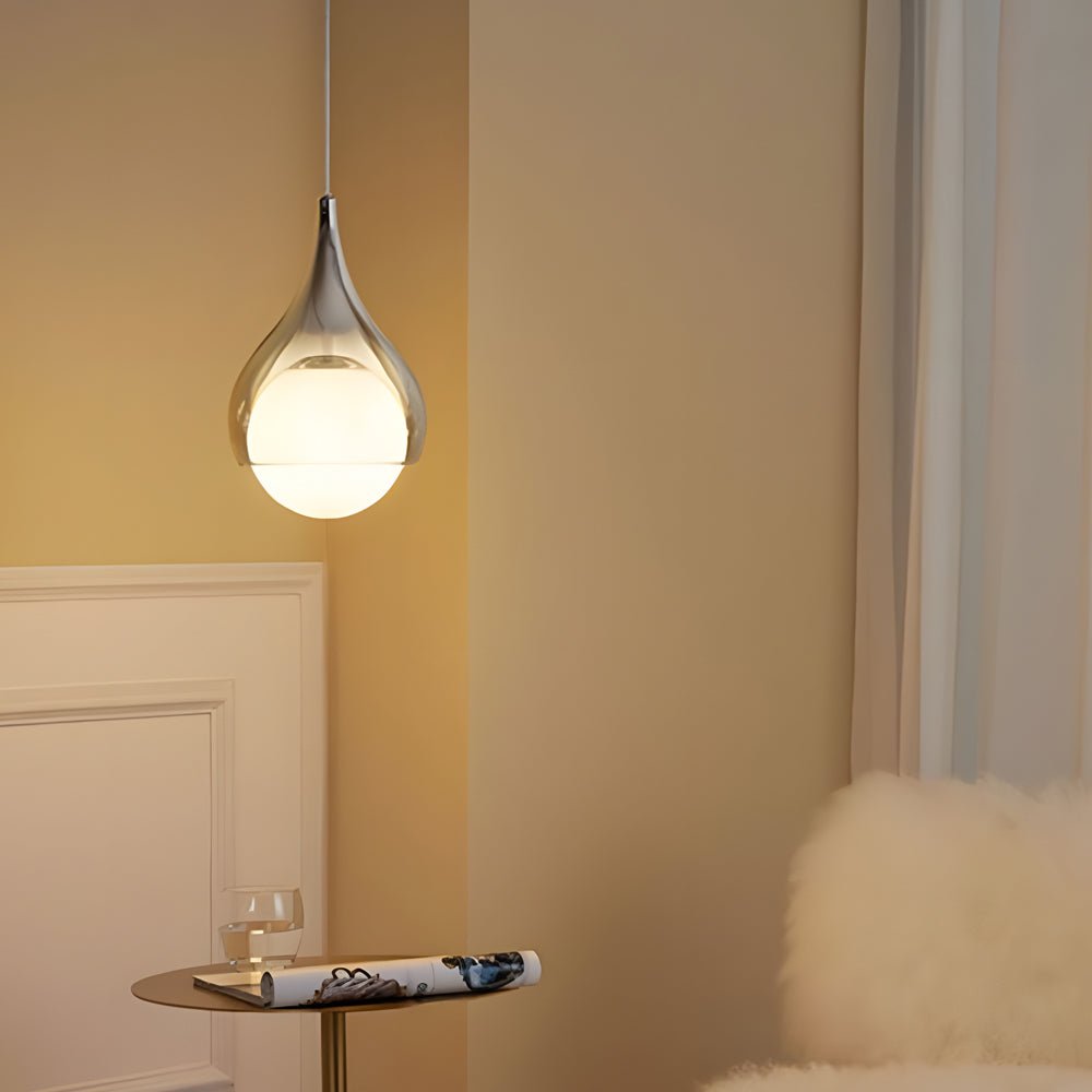 Modern Teardrop Glass Pendant Light, Adjustable Height, 1-Light Fixture, Contemporary Lighting, Home Decor, Dining Room, Kitchen Island, Bedroom, Unique Design, Elegant Illumination