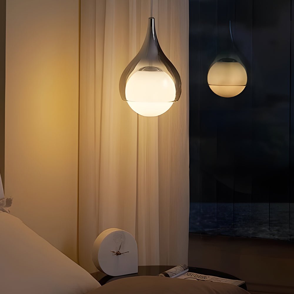 Modern Teardrop Glass Pendant Light, Adjustable Height, 1-Light Fixture, Contemporary Lighting, Home Decor, Dining Room, Kitchen Island, Bedroom, Unique Design, Elegant Illumination