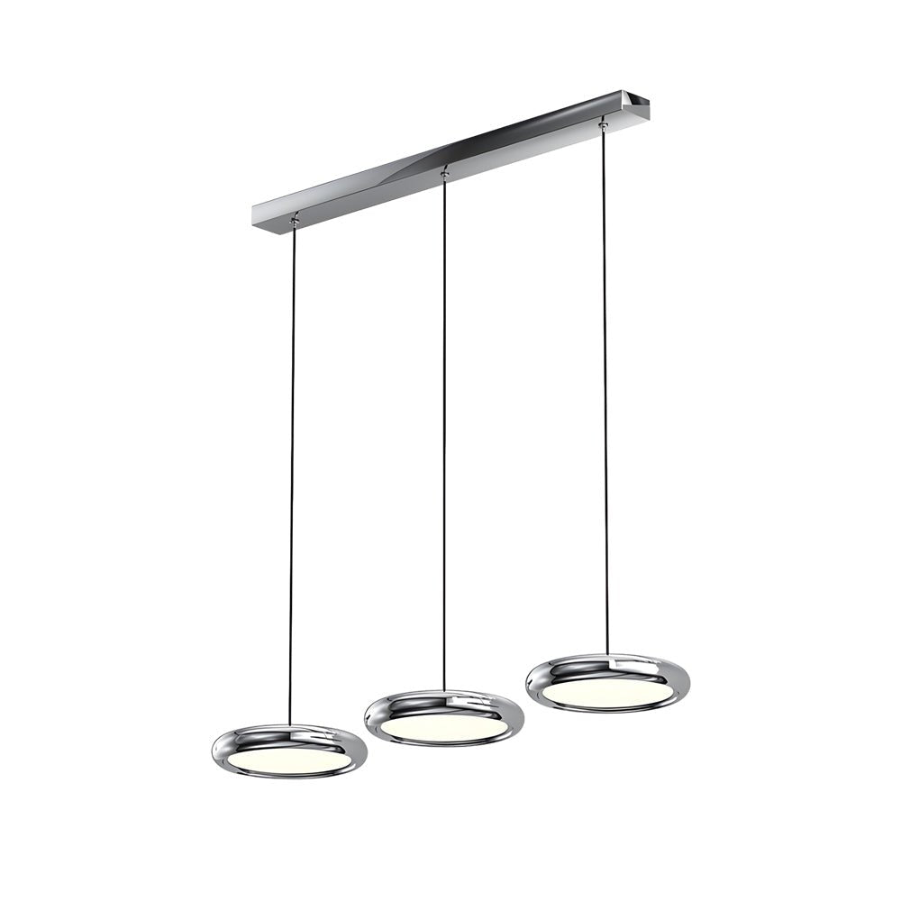 Modern 1/3-Light Black Chrome Round Metallic LED Pendant Light