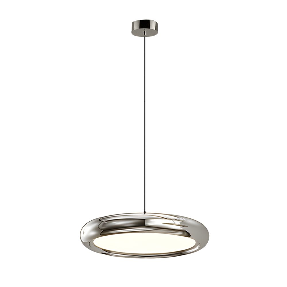 Modern 1/3-Light Black Chrome Round Metallic LED Pendant Light