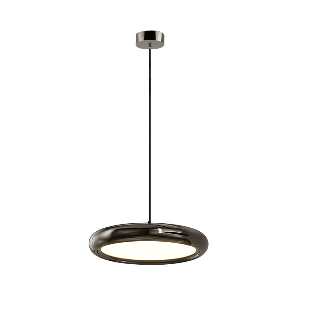 Modern 1/3-Light Black Chrome Round Metallic LED Pendant Light