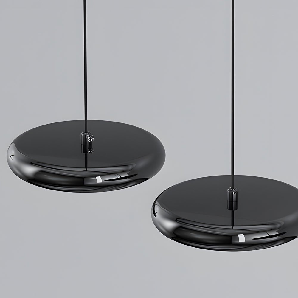 Modern 1/3-Light Black Chrome Round Metallic LED Pendant Light