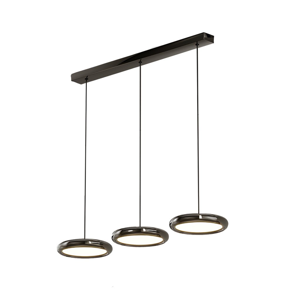 Modern 1/3-Light Black Chrome Round Metallic LED Pendant Light