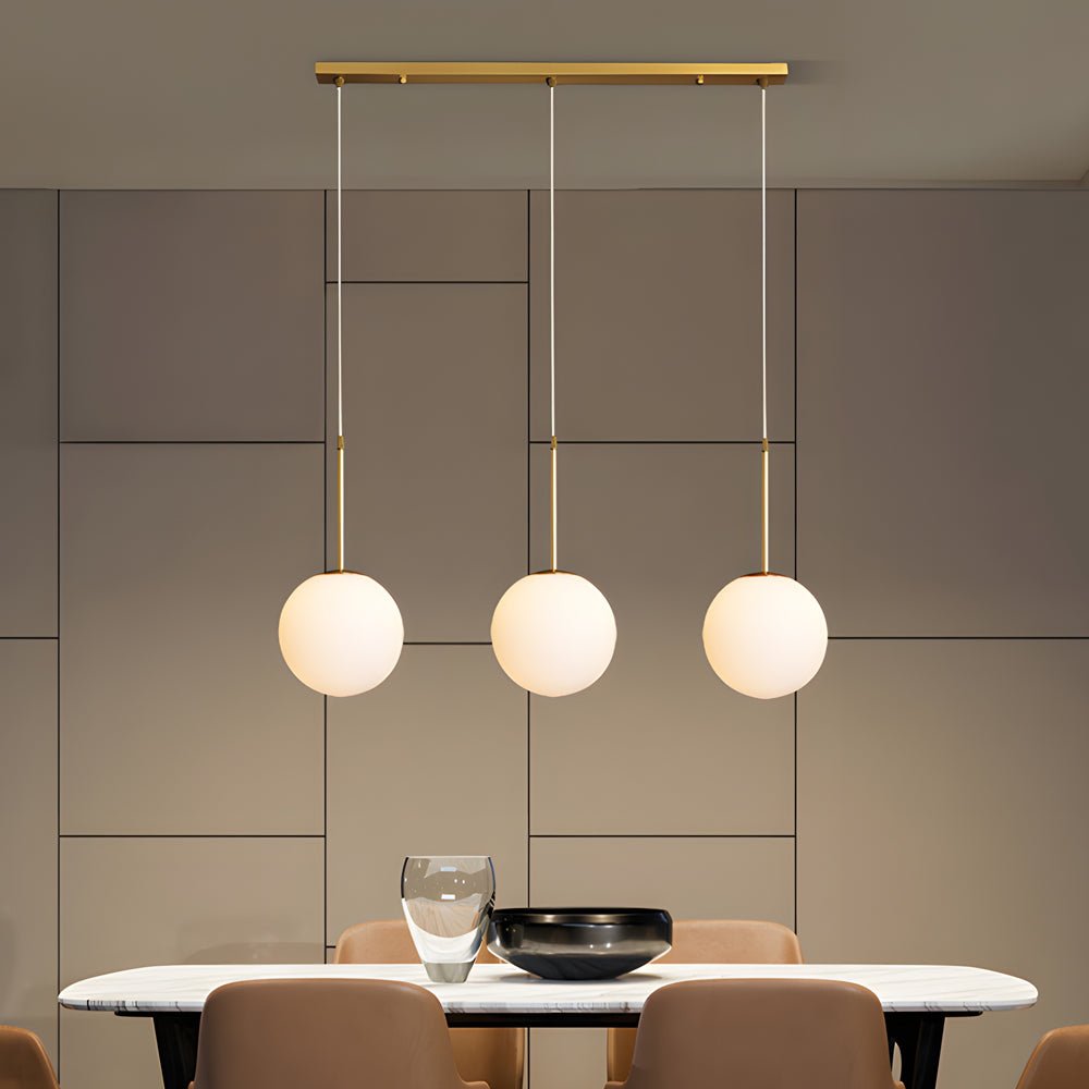 Modern White Glass Globe Pendant Light - Gold Finish 1/3-Light Hanging Fixture