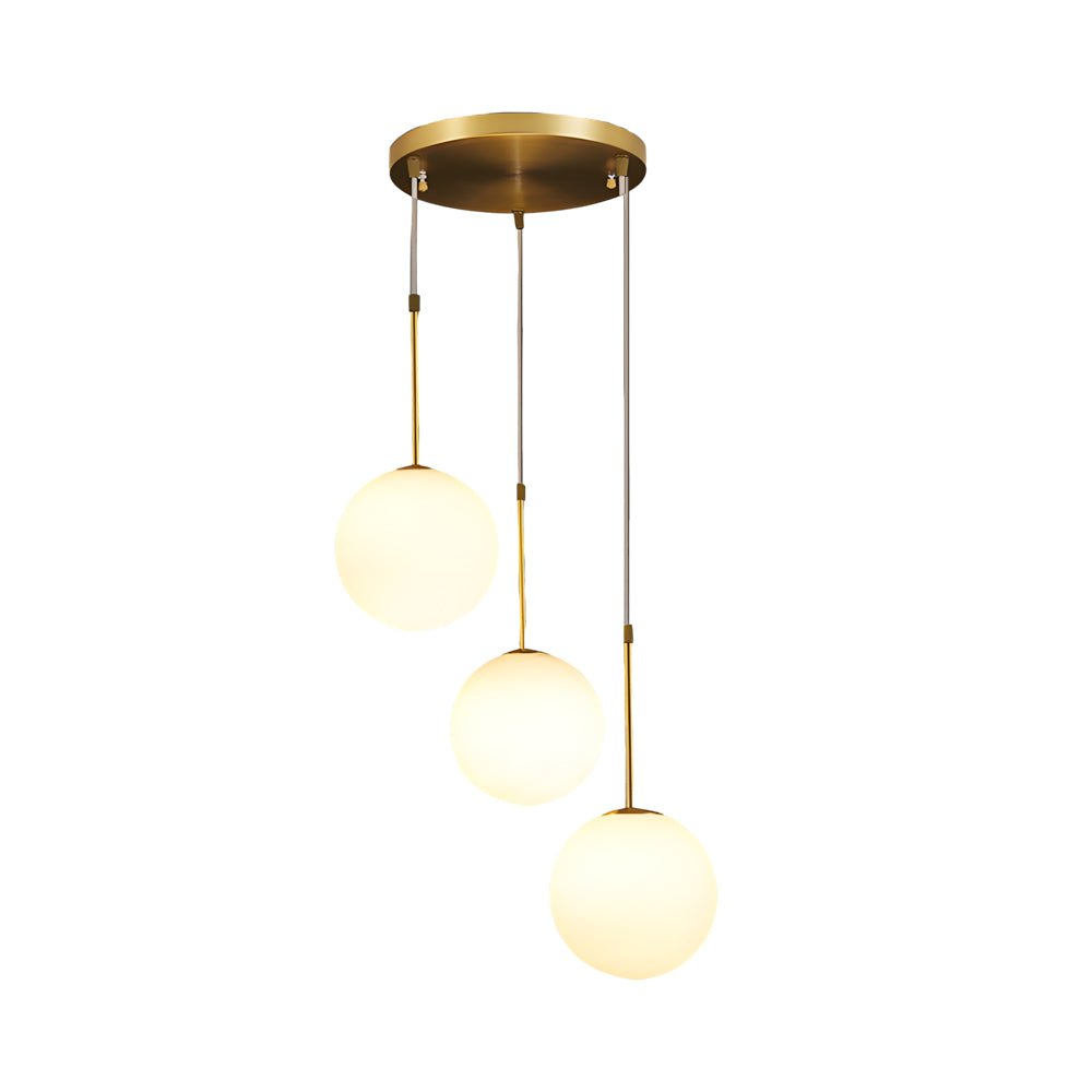 Modern White Glass Globe Pendant Light - Gold Finish 1/3-Light Hanging Fixture
