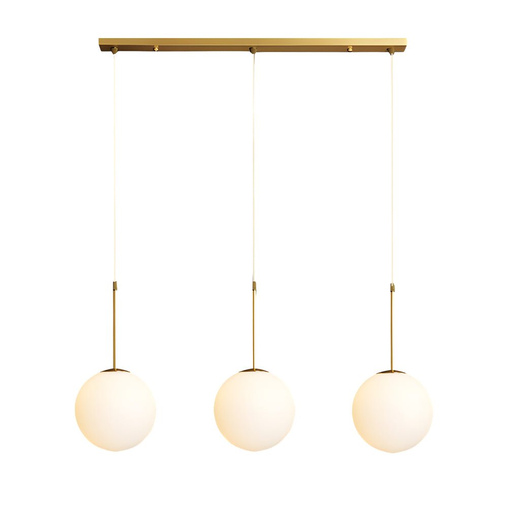 Modern White Glass Globe Pendant Light - Gold Finish 1/3-Light Hanging Fixture