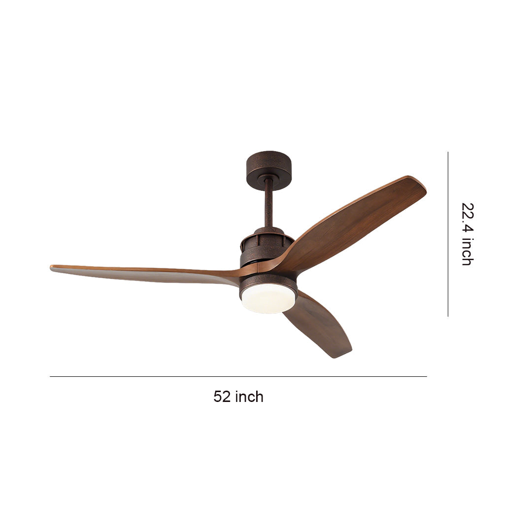 3-Blade Ceiling Fan with Light Remote Control Wood Fandelier