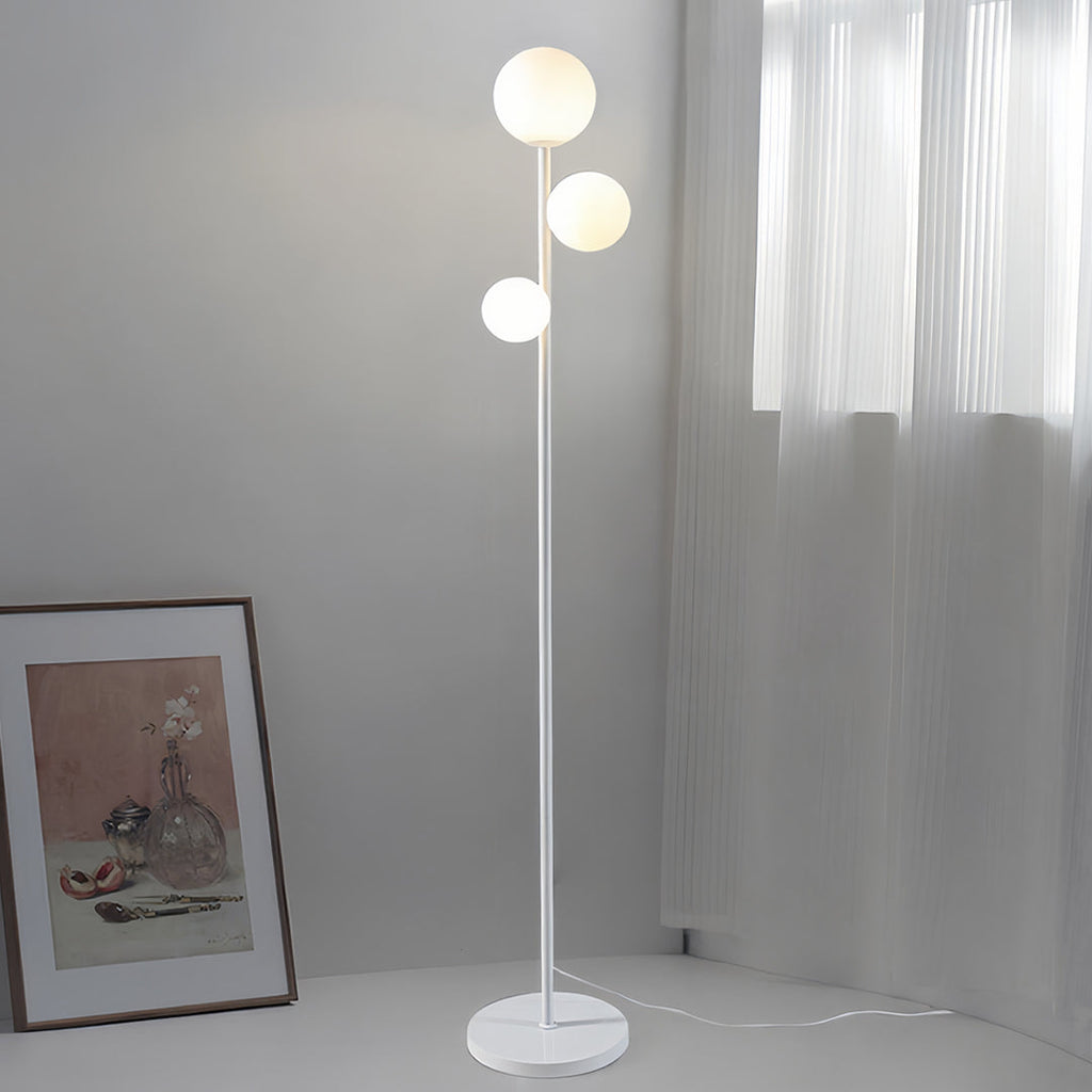 Modern 3-Light Gold Black White Globe Floor Lamp