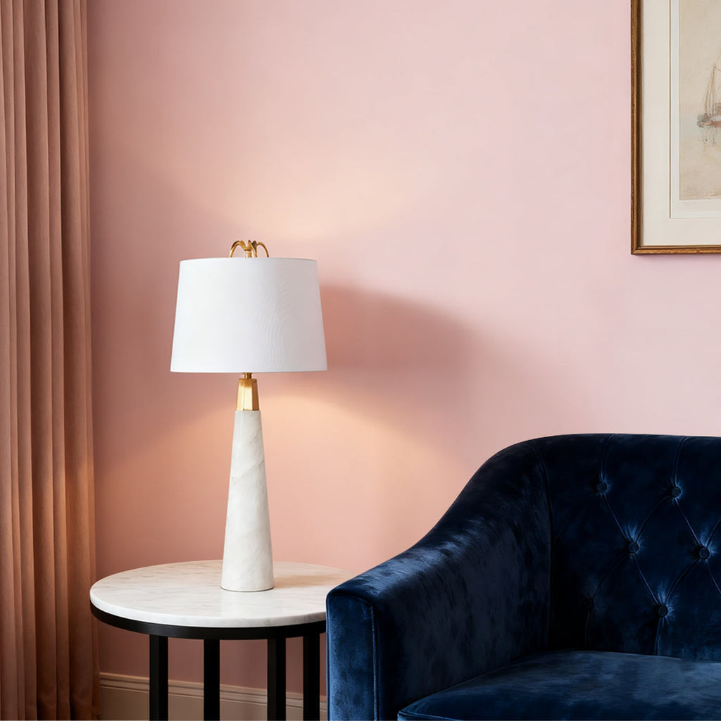 White Marble Tapered Table Lamp - Elegant Luxury Nordic Design Stone Lamp