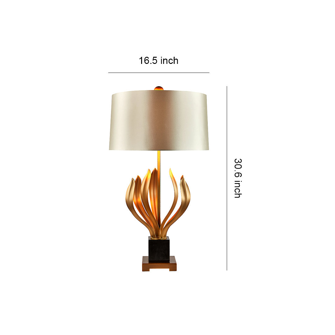 Vintage Metal Table Lamp with Fabric Shade - Elegant Nightstand Lighting
