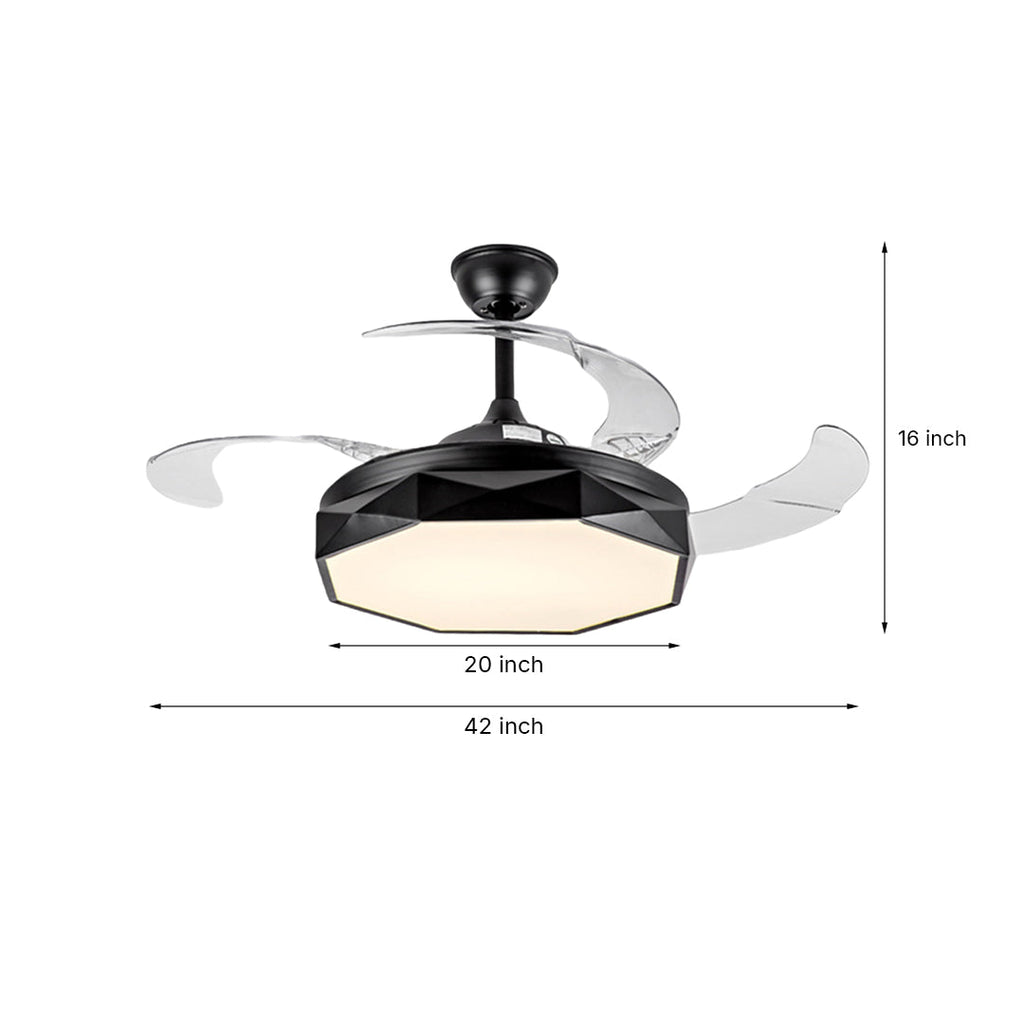 42-Inch Ceiling Fan with Light – White ABS Blades & Acrylic Shade
