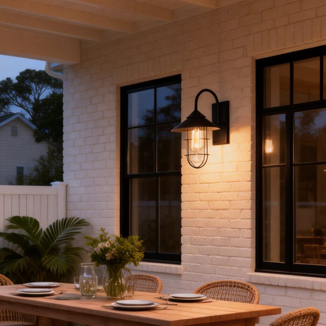 Barn Wall Light Outdoor Waterproof Retro Black Design