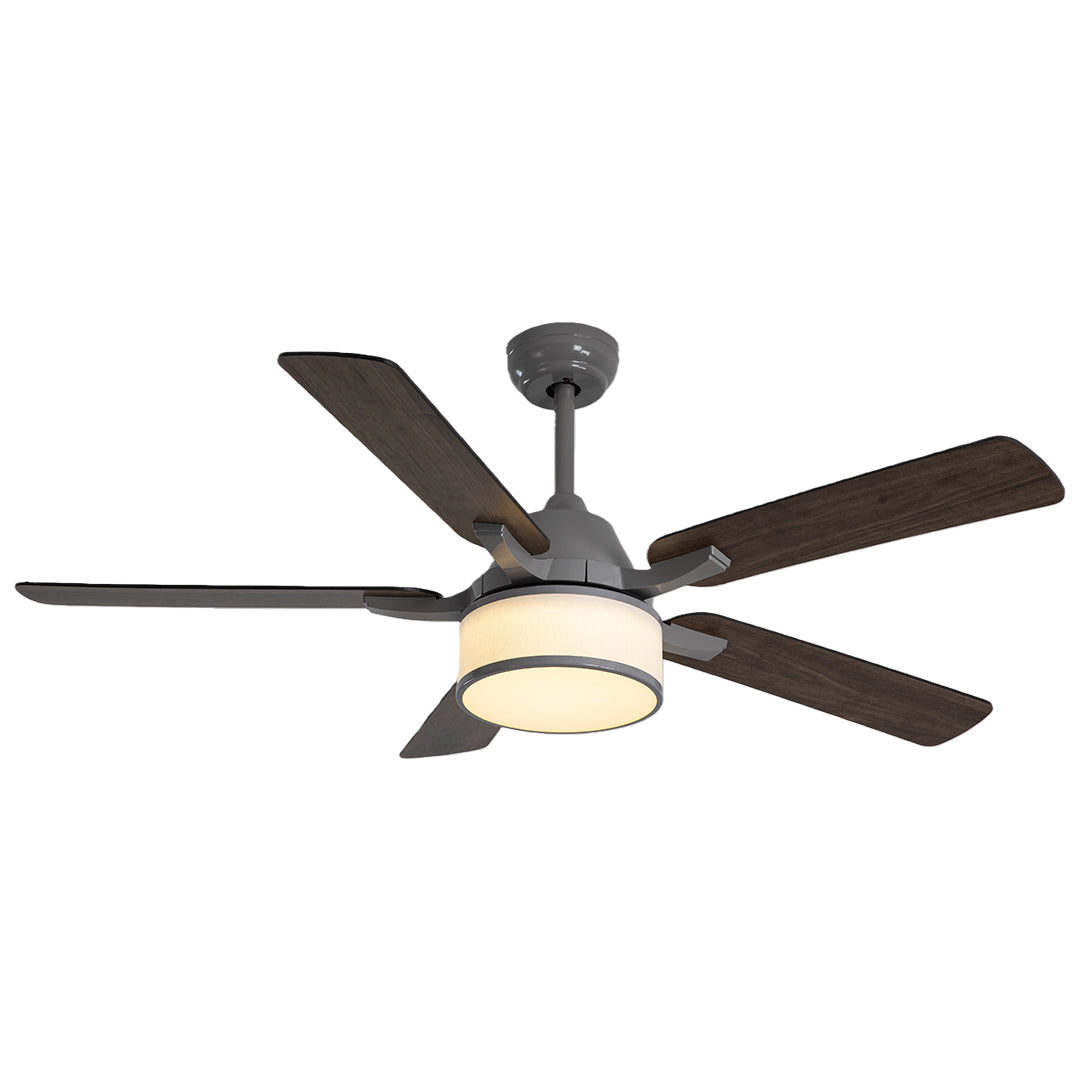 European Retro Ceiling Fan with Lights - Fabric Shade Lamp