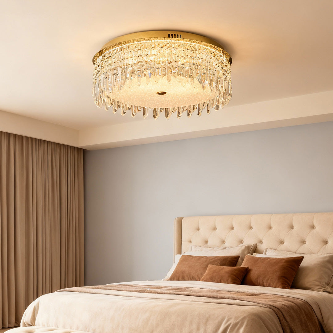 Luxury Crystal Flush Mount Ceiling Light – Modern Metal Fixture