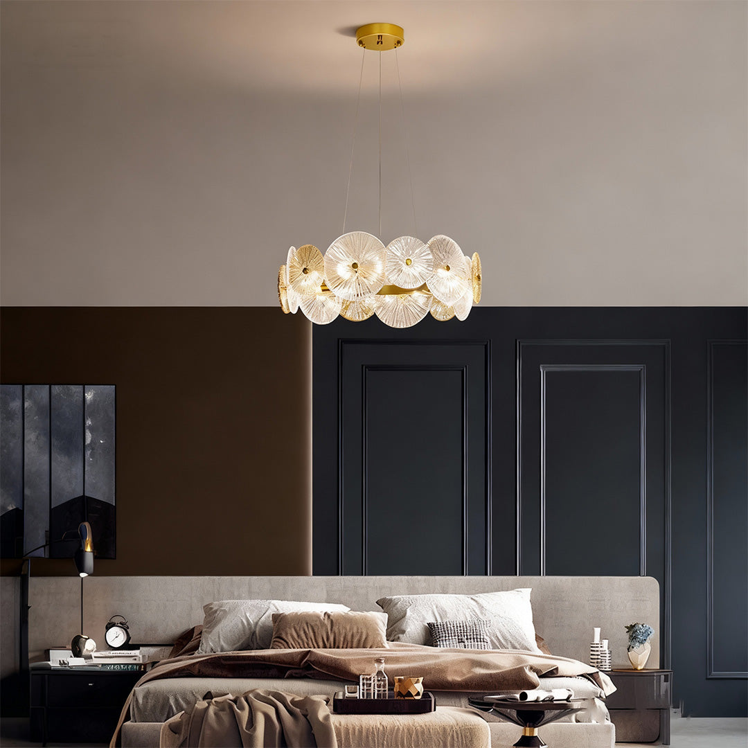 Large Silver Iron Frame Chandelier - Clear Glass Ceiling Light