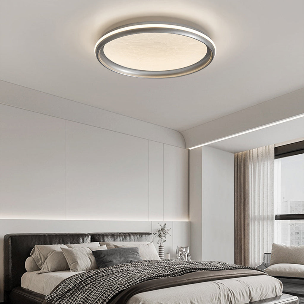 Metal Flush Mount Light - Silver Finish White Acrylic Ceiling Light