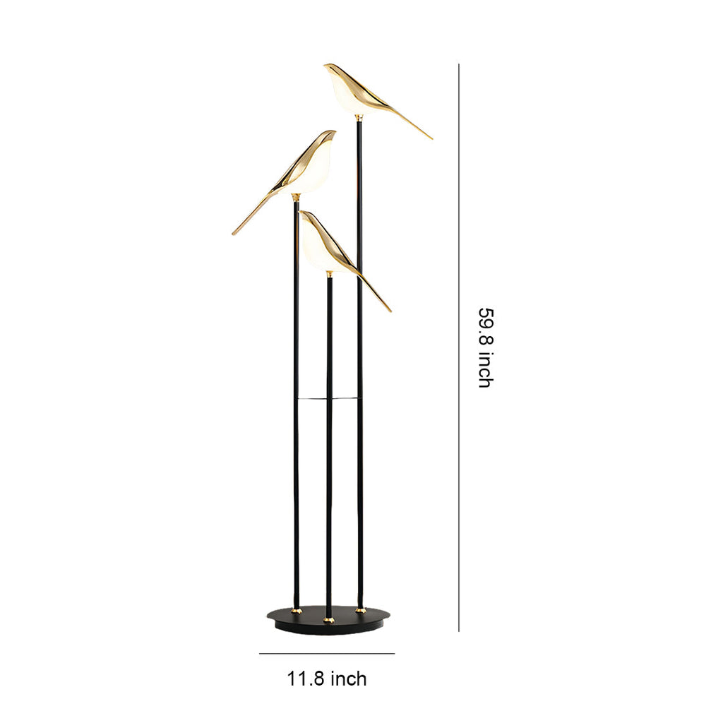 Bird Floor Lamp - 3-Head Contemporary Accent Lamp, Artistic Modern Lighting