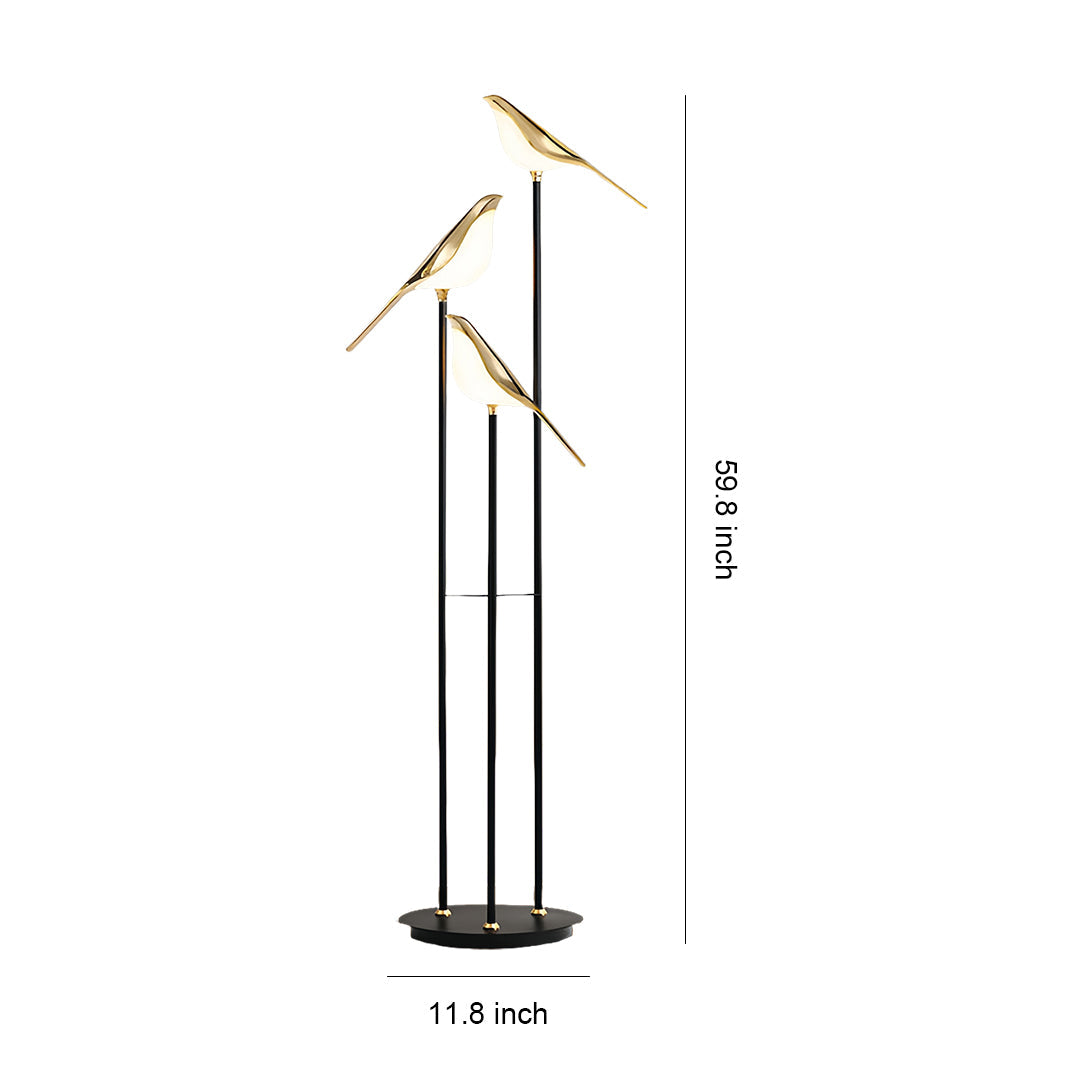 Bird Floor Lamp - 3-Head Contemporary Accent Lamp, Artistic Modern Lighting