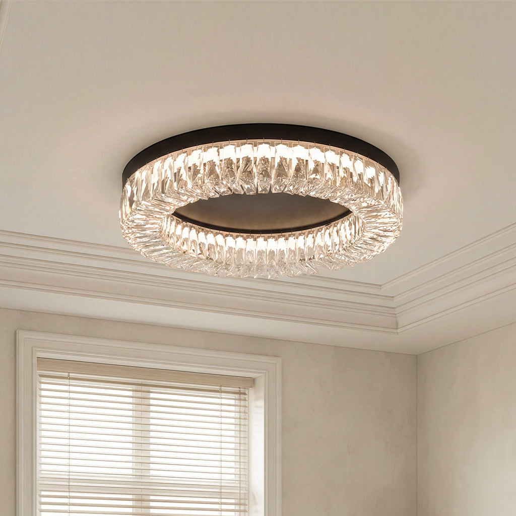Black Ceiling Flush Mount Light - Italian LED Round Eye-Protecting Lamp