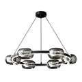 Modern Black Copper Ring Glass Sphere LED Chandelier - Stylish Lighting Fixture