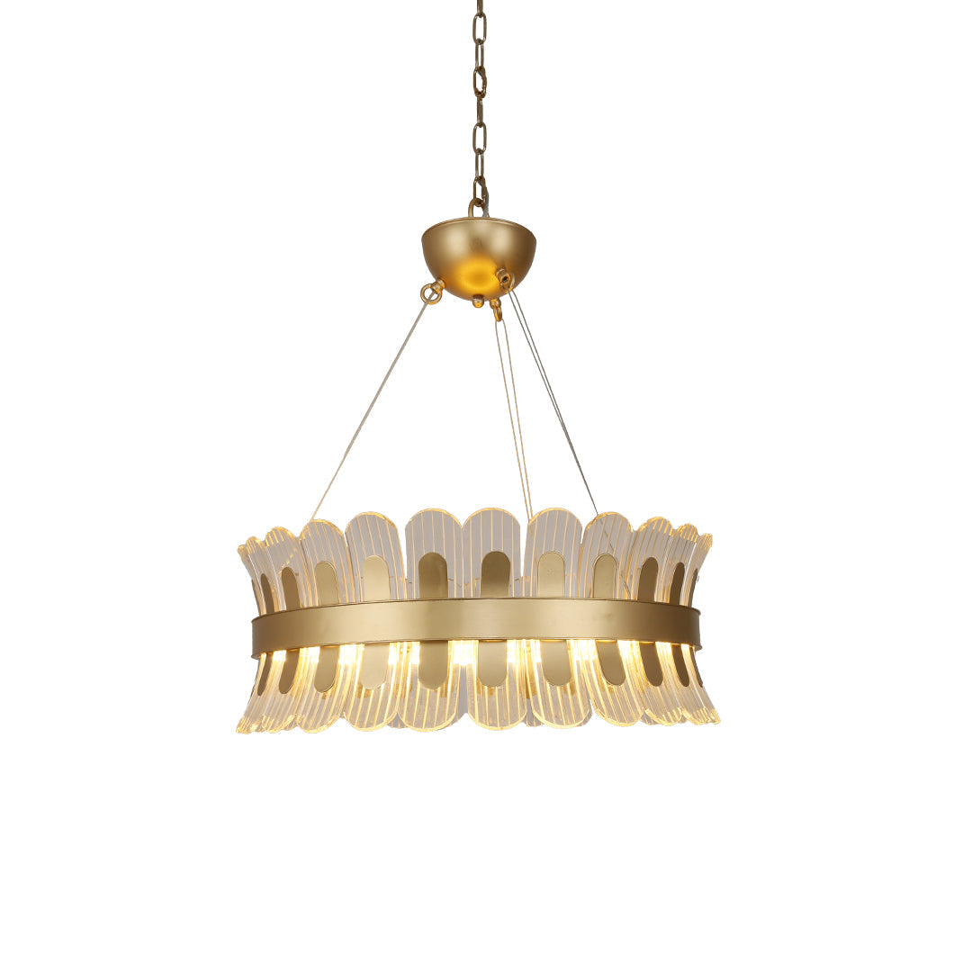 Gold Light Chandelier LED Round Luxury Adjustable Ceiling Fixture