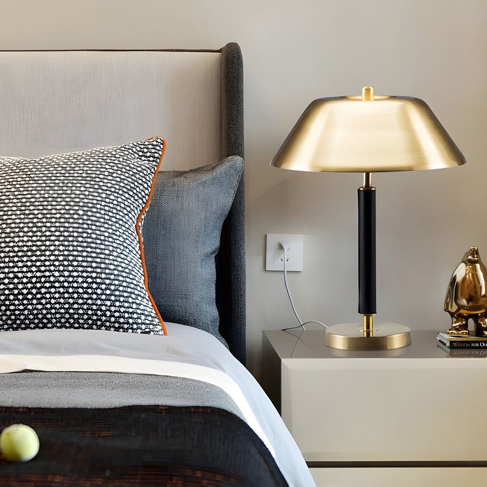 Modern Black Metal and Brass Table Lamp for Living Room Lighting Decor
