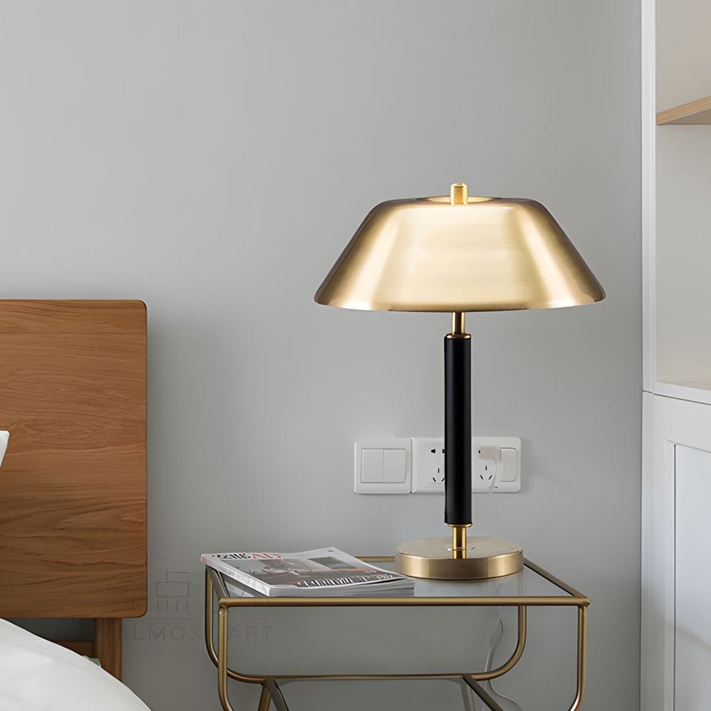 Modern Black Metal and Brass Table Lamp for Living Room Lighting Decor