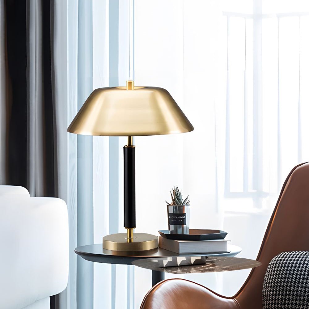 Modern Black Metal and Brass Table Lamp for Living Room Lighting Decor