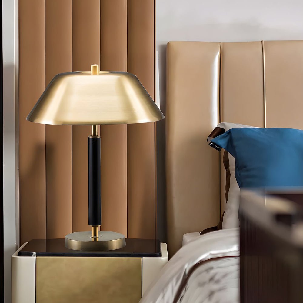 Modern Black Metal and Brass Table Lamp for Living Room Lighting Decor