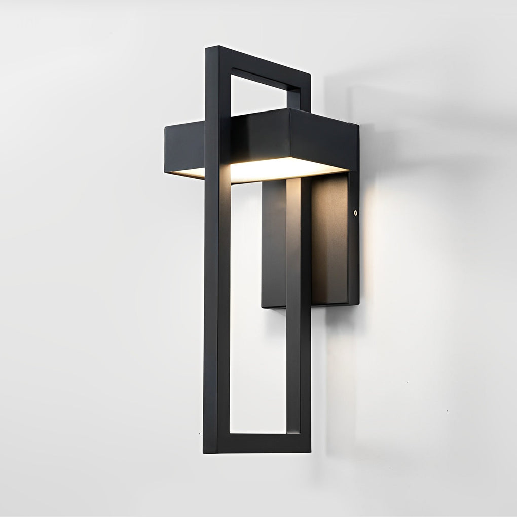 Black Outdoor Wall Sconce LED Modern Rectangular Light