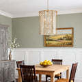 Wood Beaded Chandelier - Handcrafted Gold Ceiling Light, Elegant & Stylish Home Decor