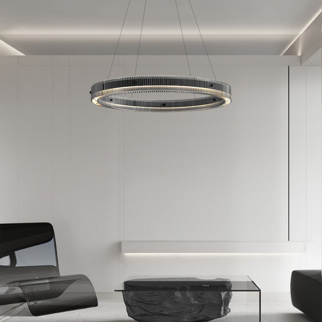 Black Round Glass Chandelier - Italian Minimalist Lighting