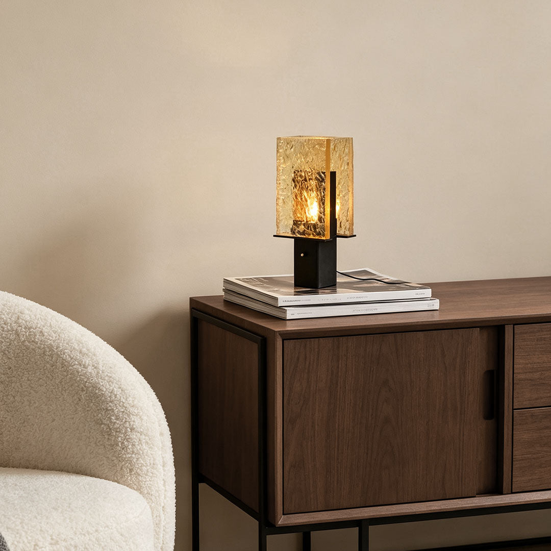Black Wood Table Lamp - Modern Luxury Minimalist Bedside Light for Elegant Home Decor