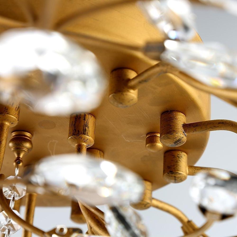 Brass Branch Chandelier - Modern Crystal Leaf Ceiling Light