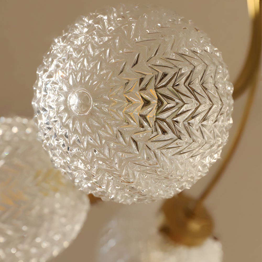 Modern Brass Carved Glass Semi-Flush Mount Ceiling Light - 6/8 Light Fixture for Dining Room, Kitchen, and Hallway