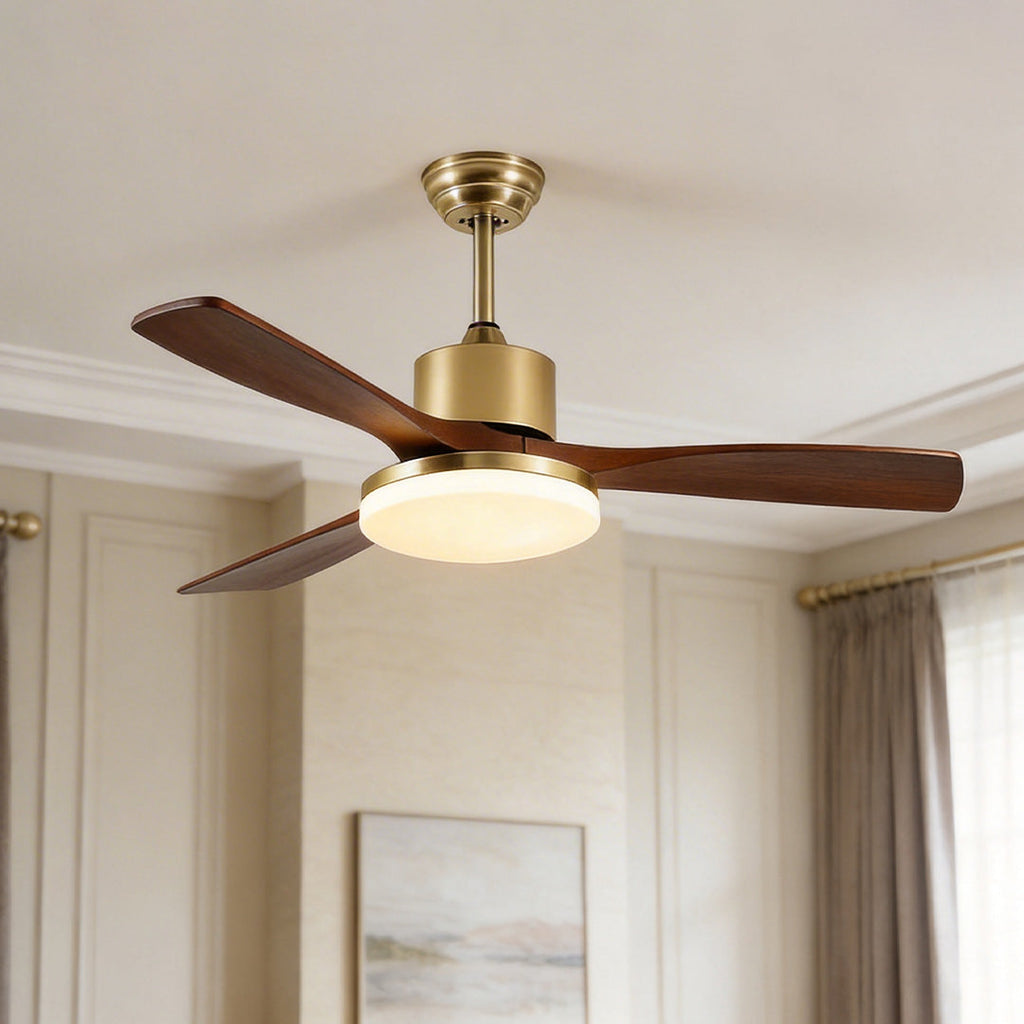 Ceiling Fan with Light Remote Control - Wooden 3-Blade Lamp
