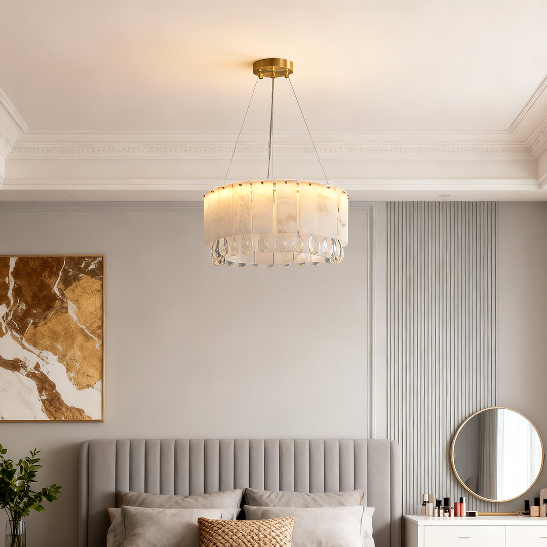 Modern Brass Chandelier Cloud Stone Ceiling Light