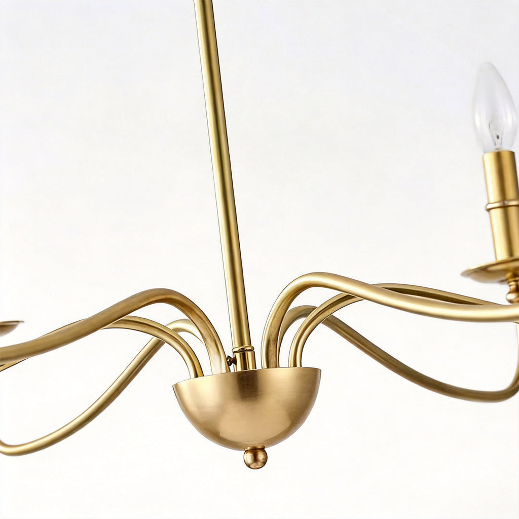 Modern Brass Chandelier Minimalist Candle Light Ceiling Fixture