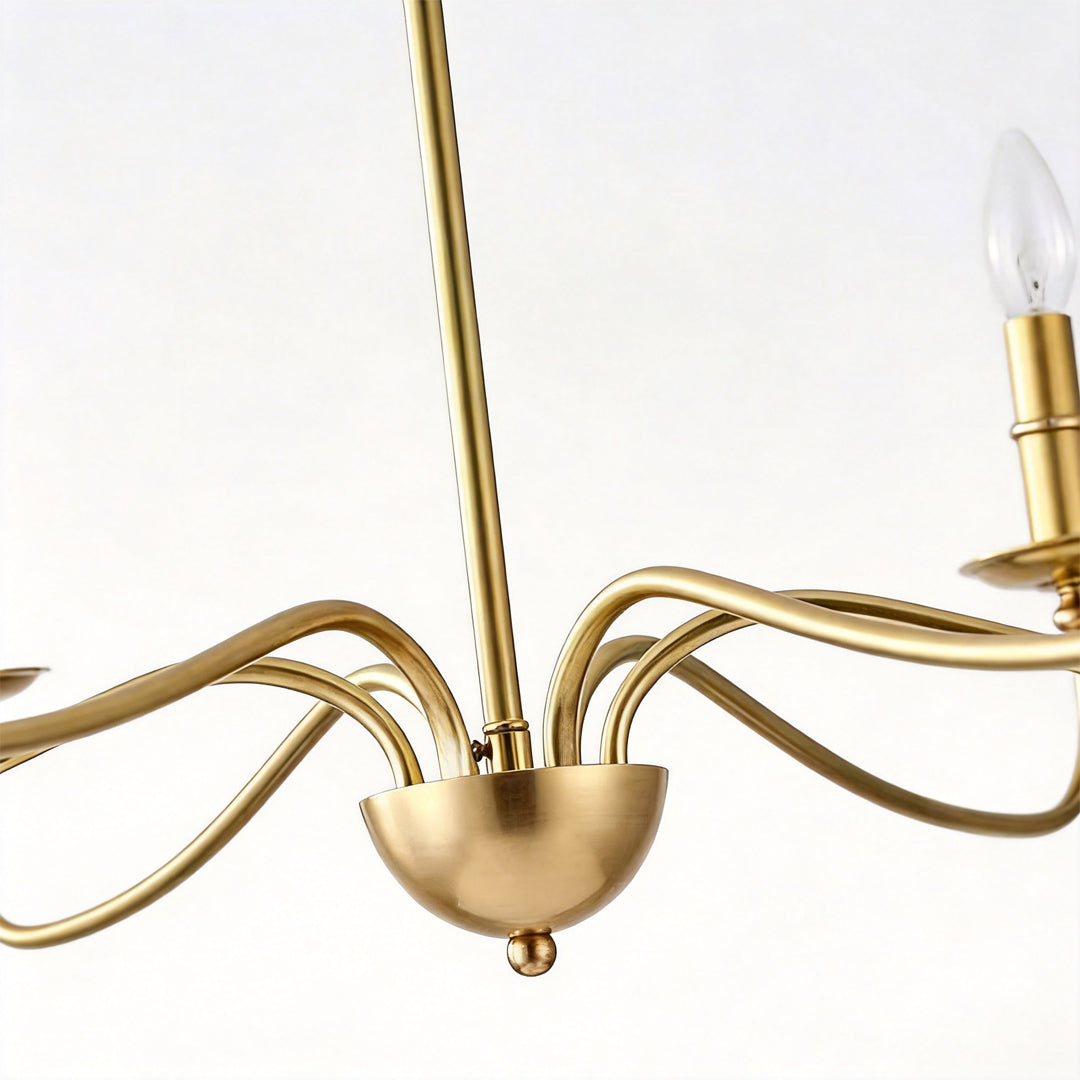 Modern Brass Chandelier Minimalist Candle Light Ceiling Fixture