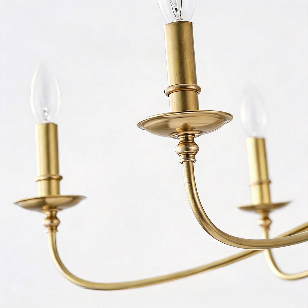 Modern Brass Chandelier Minimalist Candle Light Ceiling Fixture
