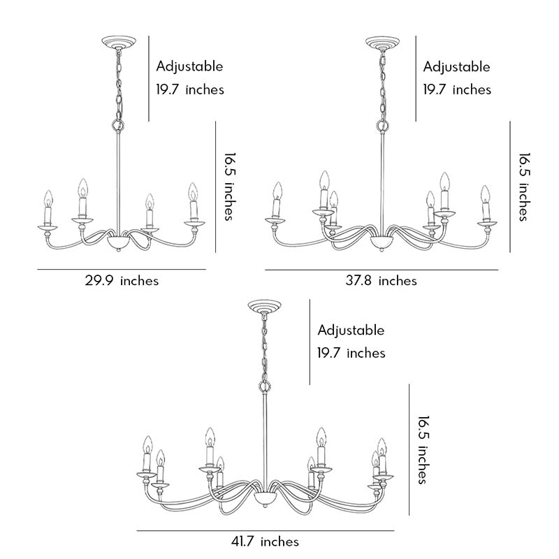 Modern Brass Chandelier Minimalist Candle Light Ceiling Fixture