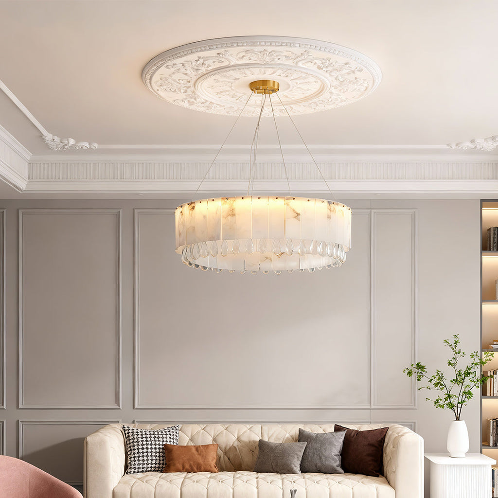 Modern Brass Chandelier Cloud Stone Ceiling Light