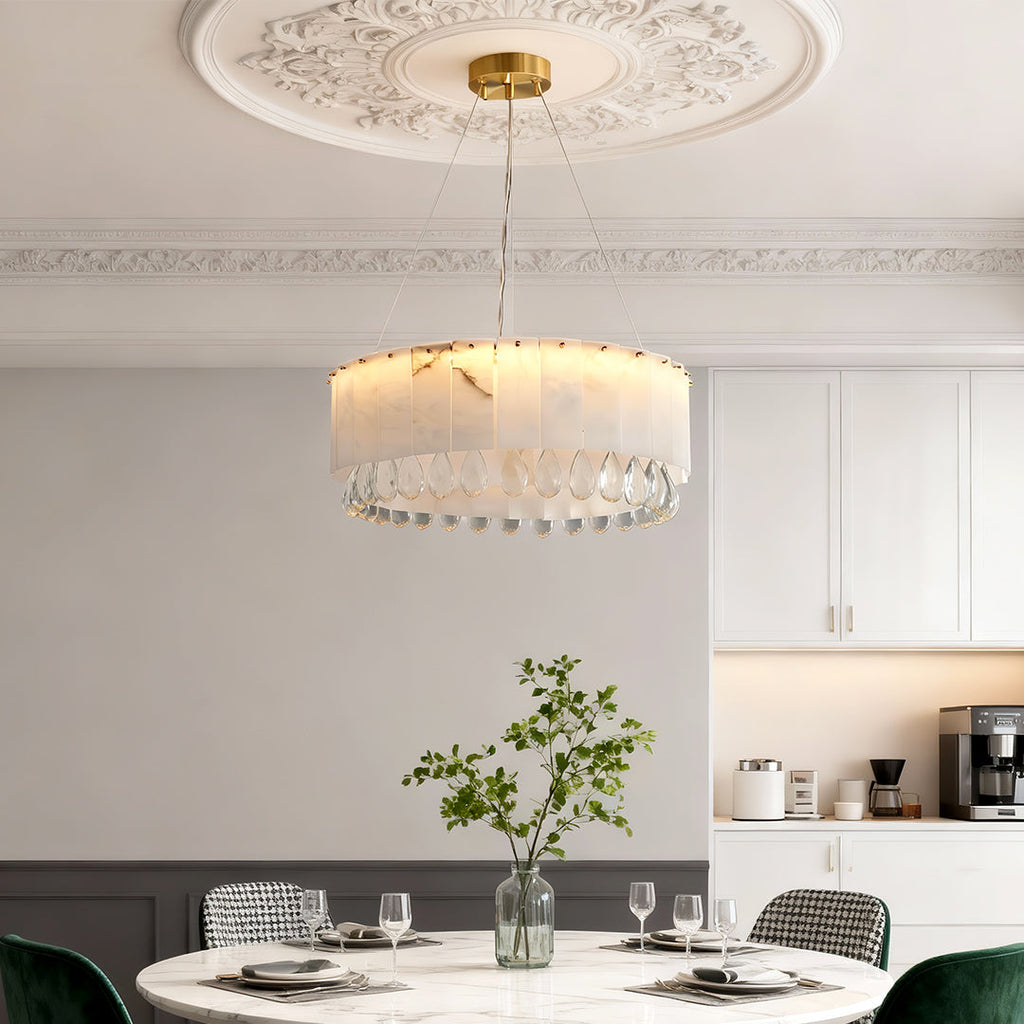Modern Brass Chandelier Cloud Stone Ceiling Light