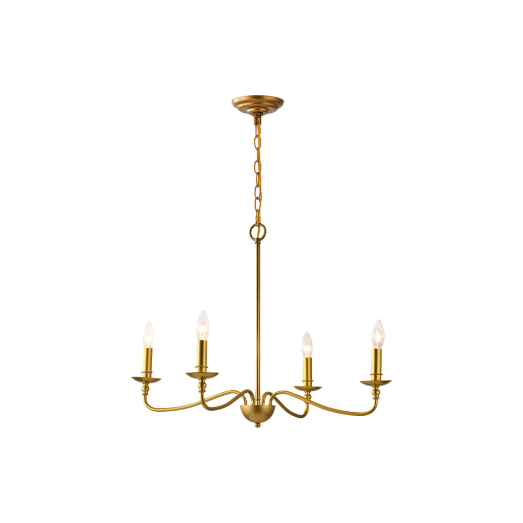 Modern Brass Chandelier Minimalist Candle Light Ceiling Fixture