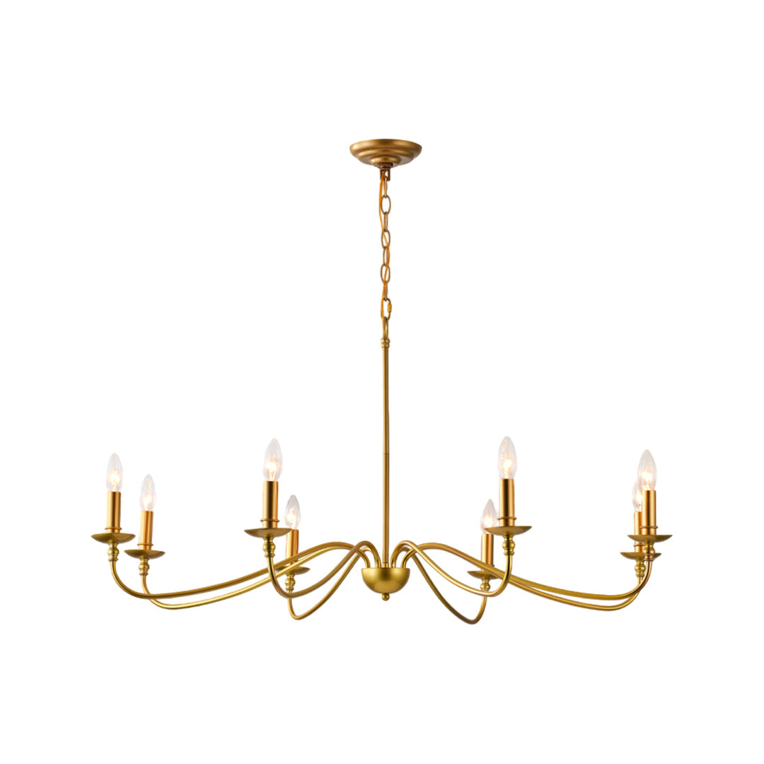 Modern Brass Chandelier Minimalist Candle Light Ceiling Fixture