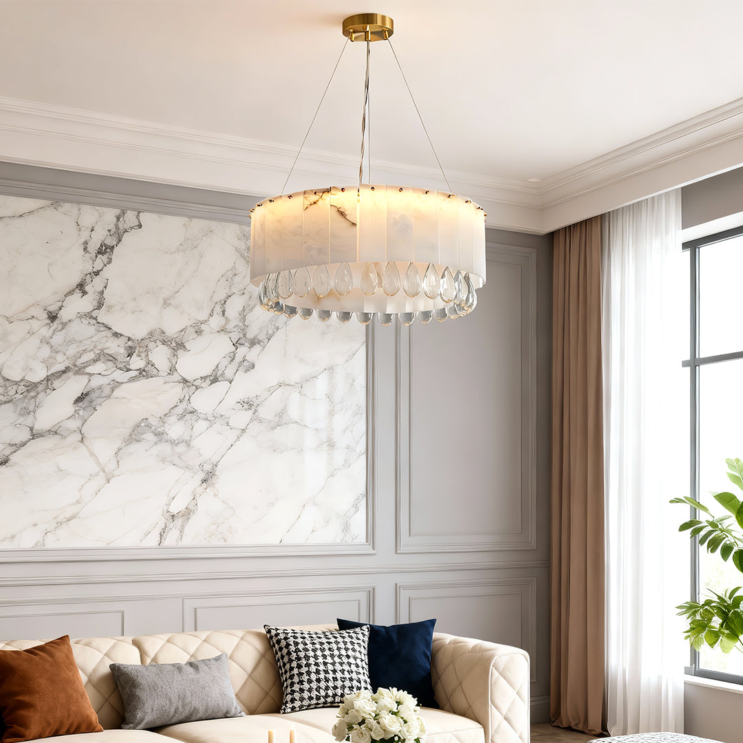 Modern Brass Chandelier Cloud Stone Ceiling Light