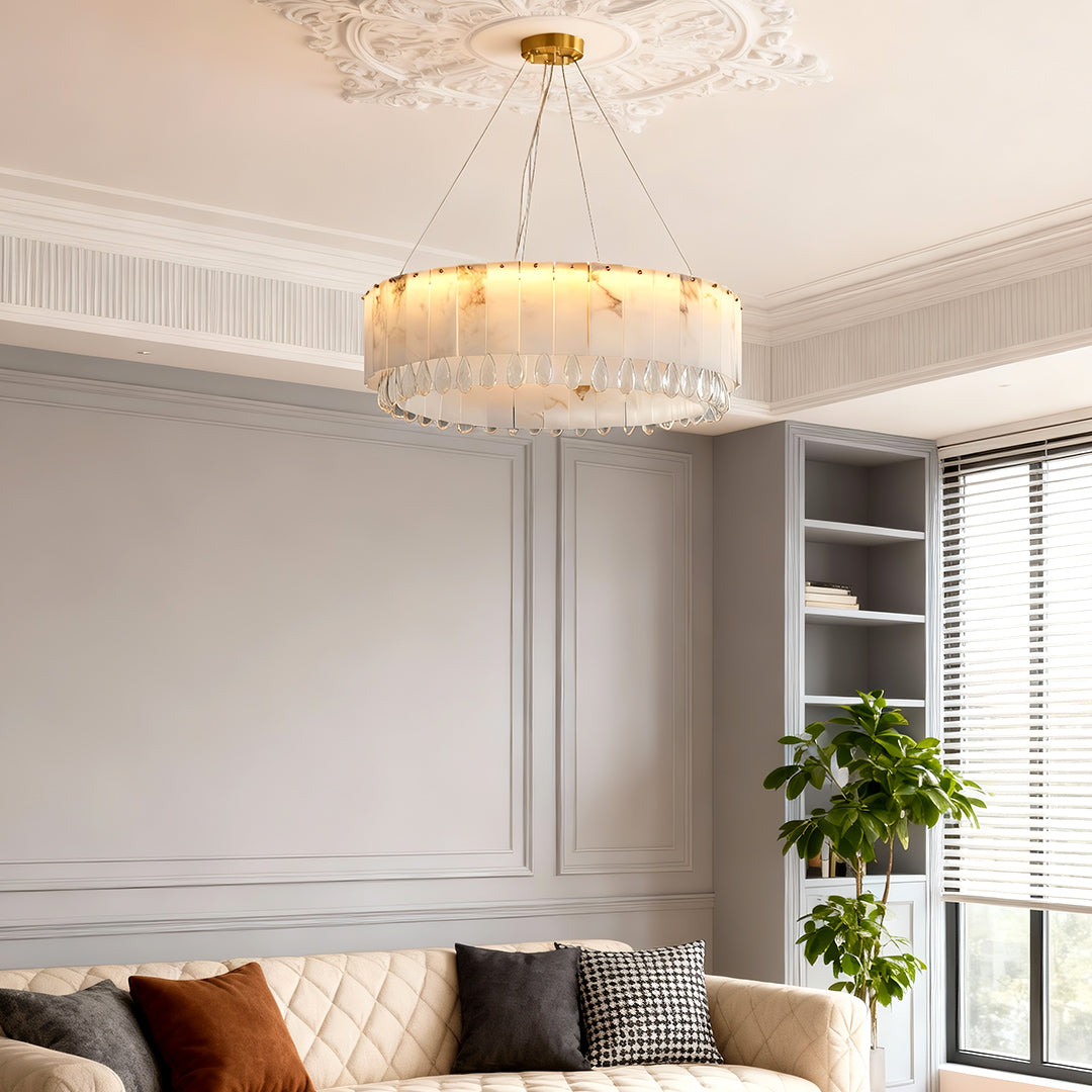 Modern Brass Chandelier Cloud Stone Ceiling Light